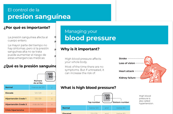 colorful handouts showing information about hypertension